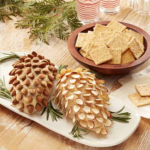 FINS AU BLÉ avec tartinade au gruyère en forme de cône de pin 