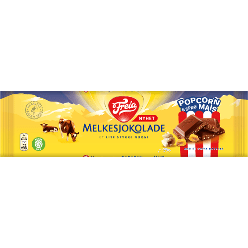 Freia Melkesjokolade Popcorn og sprø mais