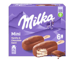 Milka Vanilla & Chocolate Swirl Mini Stieleis 6x50ml