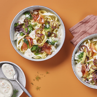 Tagliatelles saumon fumé et brocoli